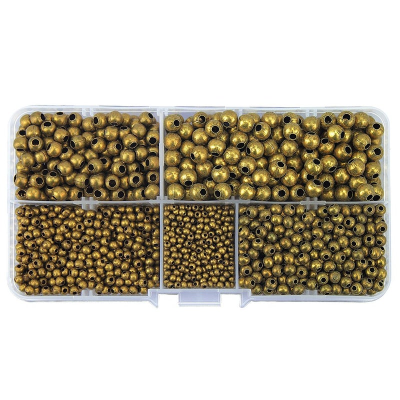 LolliBeads (R) Antiqued Bronze Smooth Round Metal Beads Assorted Size Jumbo Pack 2100 pcs - Image 2